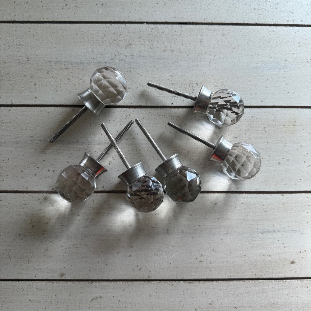 Crystal Glass Drawer Knobs Set of 6